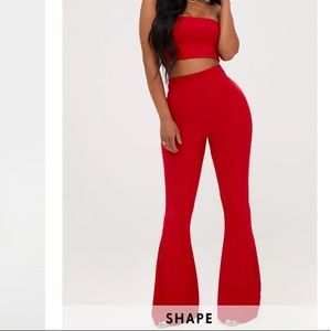 ♥️ Never worn red flared pants with bandeau top